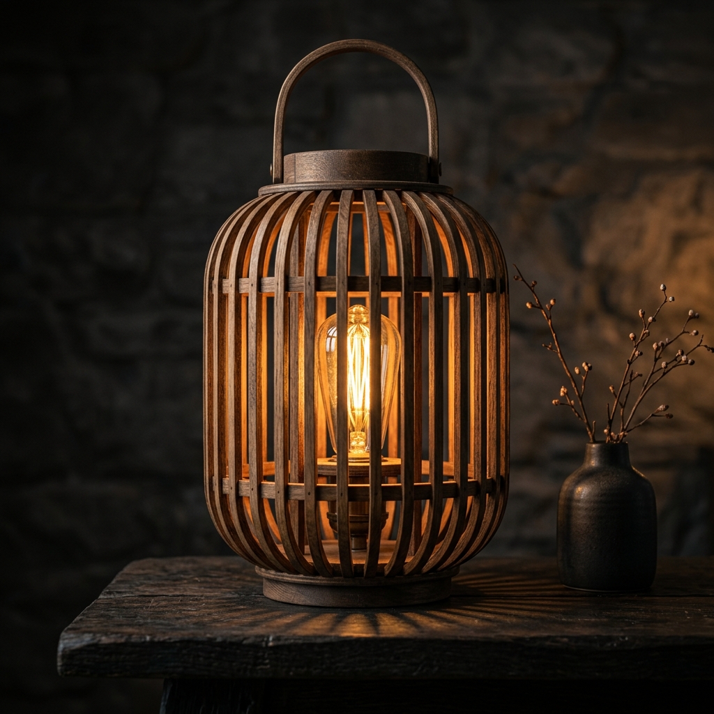 Handcrafted Atmospheric Wooden Lantern